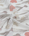 Tecido Crepe Chiffon Italiano Ramos Florais Vermelho, Creme e Branco