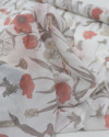 Tecido Crepe Chiffon Italiano Ramos Florais Vermelho, Creme e Branco
