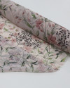 Tecido Crepe Chiffon Italiano Multi Ramos Florais Verde, Rosé e Nude