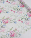 Tecido Crepe Chiffon Italiano Texturizado Macro Ramos Florais Colorido e Branco