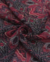 Tecido Crepe Chiffon Italiano Cashmere e Arabesco Pitaia e Preto