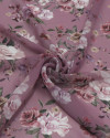 Tecido Crepe Chiiffon Italiano Buquê Floral Tons de Rosa e Framboesa