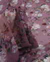 Tecido Crepe Chiiffon Italiano Buquê Floral Tons de Rosa e Framboesa