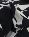 Tecido Crepe de Viscose Italiano Estampa Abstrata Creme e Preto
