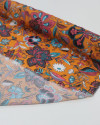 Tecido Viscose Fina Italiano Tapete Floral Colorido e Laranja