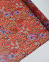 Tecido Crepe Chiffon Italiano Ramos Florais Lavanda e Vermelho