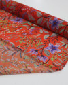 Tecido Crepe Chiffon Italiano Ramos Florais Lavanda e Vermelho