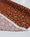 Tecido Viscose Sarjada Italiano Estampa Paisley Barrado Triplo Tons de Marsala