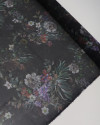 Tecido Crepe Chiffon Italiano Multi Ramos Florais Colorido e Preto