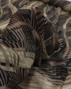 Tecido Crepe Chiffon Italiano Listras Ondulares Preto e Tons de Marrom