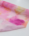 Tecido Viscose Italiano Pintura Abstrata Amarelo, Laranja e Rosa