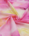 Tecido Viscose Italiano Pintura Abstrata Amarelo, Laranja e Rosa