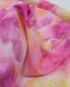 Tecido Viscose Italiano Pintura Abstrata Amarelo, Laranja e Rosa