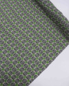 Tecido Linho Puro Italiano Círculos Trançados Creme, Preto e Verde