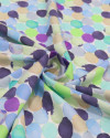 Tecido Viscose Italiano Poá em Aquarela Colorido e Tons de Azul