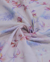 Tecido Viscose Premium Beija Flor e Flores Tons Pastéis