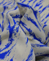 Tecido Viscose Arte Abstrata Azul e Offwhite