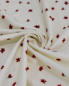 Tecido Viscose Premium Micro Tapete Floral Vermelho e Creme