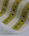 Tecido Viscose Sarjada Premium Listras Florais Amarelo, Verde e Creme