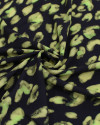 Tecido Viscose Premium Animal Print Abstrato Amarelo, Verde e Preto
