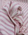 Tecido Linho Misto Listrado Rosa e Offwhite