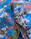 Tecido Crepe Silk Multi Floral Colorida e Branco
