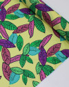 Tecido Crepe Silk Folhas Coloridas e Amarelo Manteiga