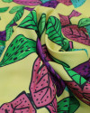 Tecido Crepe Silk Folhas Coloridas e Amarelo Manteiga