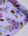 Tecido Crepe Silk Ramos Florais Colorido e Lilás