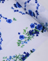 Tecido Micro Fibra Alfaiataria Ramos Florais Verde, Azul e Branco