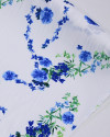 Tecido Crepe Salinas Sarjada Ramos Florais Verde, Azul e Branco