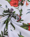 Tecido Micro Fibra Alfaiataria Ramos Florais Colorido e Branco