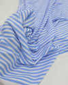 Tecido Viscose Texturizada Listrado Azul e Branco