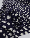Tecido Viscose Macro Pingos Offwhite e Azul Marinho Noite