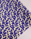 Tecido Viscose Folhas Azul Bic e Creme