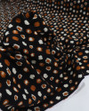 Tecido Viscose Texturizada Pontos Geométricos Tons Terrosos e Preto
