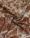 Tecido Viscose Macro Folhas Creme e Terracota
