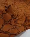 Tecido Viscose Tapete Floral Abstrato Preto e Ferrugem