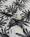 Tecido Viscose Texturizada Macro Folhagem Preto e Offwhite