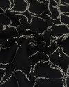 Tecido Viscose Tapete Floral Abstrato e Offwhite e Preto