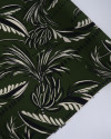 Tecido Viscose Texturizada Macro Folhagens e Pontos Bege, Preto e Verde Oliva