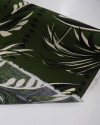 Tecido Viscose Texturizada Macro Folhagens e Pontos Bege, Preto e Verde Oliva