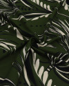Tecido Viscose Texturizada Macro Folhagens e Pontos Bege, Preto e Verde Oliva