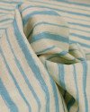 Tecido Tricoline Mista Verano Flamê Premium Listras Verticais Creme e Azul
