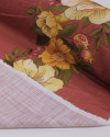 Tecido Viscose Texturizada Premium Barrado Floral Duplo Colorido e Rosa Queimado