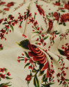 Tecido Linho Misto Rústico Macro Estampa Floral em Recortes Vermelho e Creme