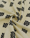Tecido Tricoline Mista Verano Flamê Premium Estampa Flores Étnicas Preto e Creme