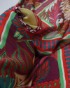 Tecido Viscose Acetinada Italiano Estampa Lenço Folhas e Flores Colorido