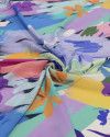 Tecido Viscose Italiano Pintura Floral Abstrata Colorido