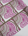 Tecido Tricoline Italiano Quadros e Riscos Ondulados Roxo, Branco e Nude